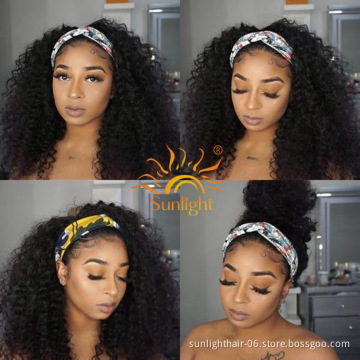 Afro coiffure boucle extensions de vrai tissage bresilien cheveux humaines machine perruque bandeau non dentelle pour femme